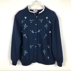 Vintage Sporting Club Floral Navy Button Down Sweater L